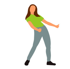 Wall Mural - vector, isolated, flat style girl dancing, no person