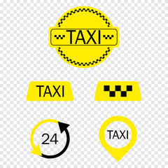 Wall Mural - taxi icons colection on transparent background