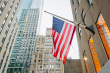 American Flag In Downtown New York City