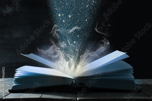 image-of-open-antique-book-over-wooden-table