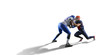 © Alex - Isolated American football players fight for the ball in white background