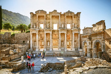 Ancient Celsius Library In The Old Ephesus City, Turkey