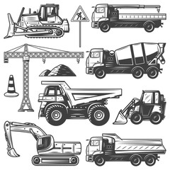 Poster - Vintage Construction Machines Set