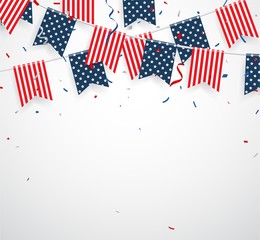 Wall Mural - Independence day with american confetti and ribbon