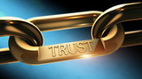 Fototapeta Sport - Trust word as symbol in chrome chain