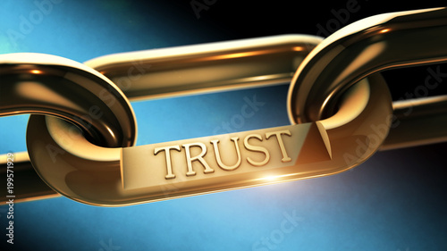 Cuadros en Lienzo Trust word as symbol in chrome chain