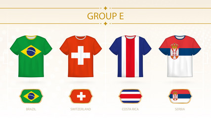 Wall Mural - Football t-shirt with flags, teams of group E.