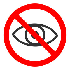 Sticker - NO EYE sign. Vector icon.