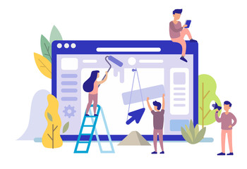 Man and girl building website