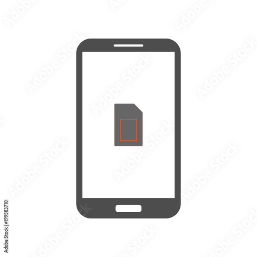 Fotografia, Obraz Smartphone and SIM card icon on screen. Vector.