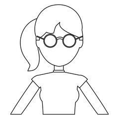 avatar young woman with glasses over white background, vector illustration