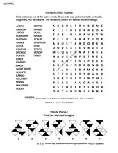 Puzzle Page With Two Brain Games: Birds Themed Word Search Puzzle (English Language) And Visual Puzzle.  Black And White, A4 Or Letter Sized. Answer Included.
