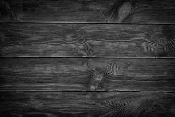 Black wooden plank, tabletop, floor surface or chopping, dark wood texture