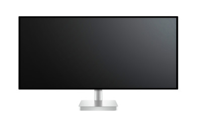 Realistic TV screen. stylish lcd panel, led type. Large computer monitor display mockup. Blank television template. Graphic design element for catalog, web site, as mock up.