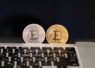 Aufkleber - bitcoin on laptop keyboard