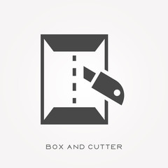 Wall Mural - Silhouette icon box and cutter