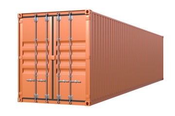 Brown ship cargo container side view 40 feet length