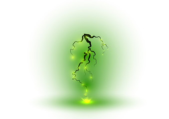 Wall Mural - green lightning on white background