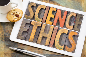 Wall Mural - science ethics word abstract on tablet