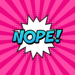 Wall Mural - retro comic speech bubble with colorful halftone shadow on pink stripes pattern. expression text nop