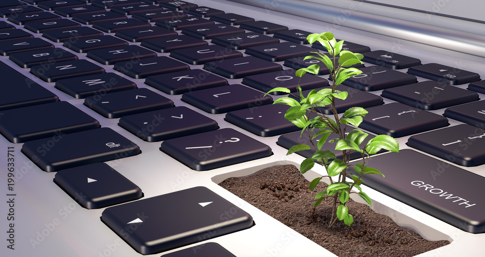 Illustration Stock plant growing from laptop computer, growth concept, 3d  render 3d illustration | Adobe Stock