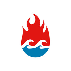 Wall Mural - Fire Ocean Logo Icon Design