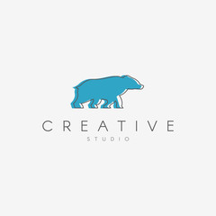 Wall Mural - Bear logo. Linear logo, in the form of a bear.