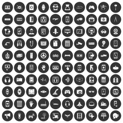 100 adjustment icons set black circle