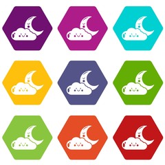 Poster - Moon and cloud icons set 9 vector