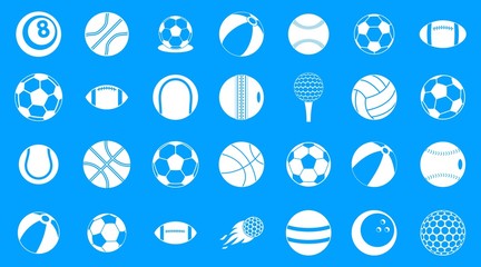 Wall Mural - Ball icon blue set vector