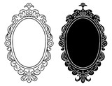 Fototapeta Boho - Hand drawn vintage black frames, mirrors set