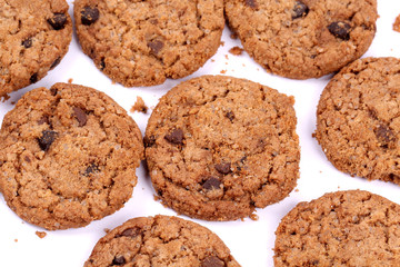 Chocolate homemade pastry biscuits isolated on white background