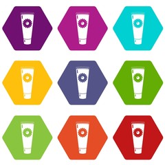 Wall Mural - Tube cream icons set 9 vector