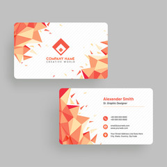 horizontal business card with front and back presentation.
