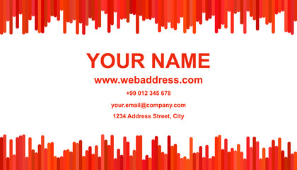 Poster - Business card template design - vector namecard illustration with vertical stripes in red tones