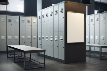Poster - Modern locker room with empty billboard