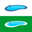 Swimming pool logo. Perspective pool illustration.