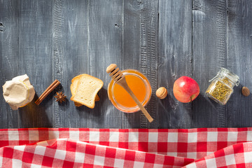 Wall Mural - healthy food on wooden table