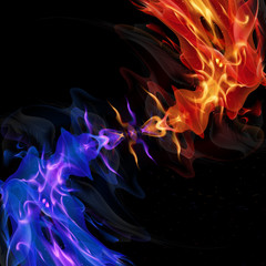 Wall Mural - Spiral red and blue flame