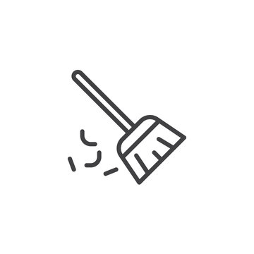 Sweeping broom outline icon. linear style sign for mobile concept and web design. Besom simple line vector icon. Symbol, logo illustration. Pixel perfect vector graphics