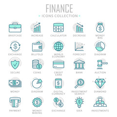 Collection of finance thin line icons