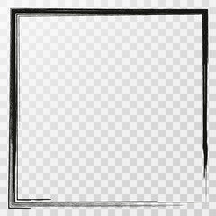 Poster - Collection of square black hand drawn grunge frames, borders. Vector illustration in black isolated over white.