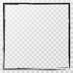 Fototapete - Collection of square black hand drawn grunge frames, borders. Vector illustration in black isolated over white.