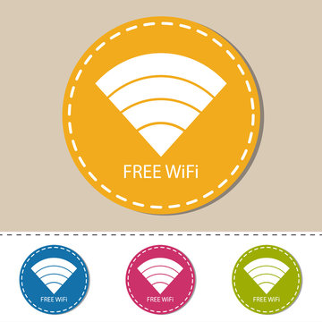 WiFi Wireless Wlan Internet Signal Flat Icon For Apps Or Websites - Colorful Vector Set