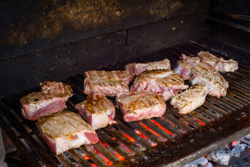 Grilling beef meat