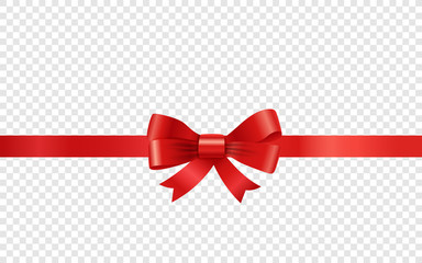 Poster - Red ribbon on transparent background. Vector illustration