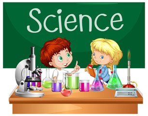 Wall Mural - students in the science class