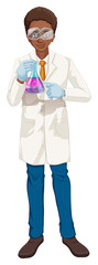 Sticker - Scientist in white coat holding beaker