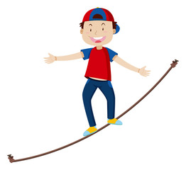 Wall Mural - Tightrope Walking on White Background