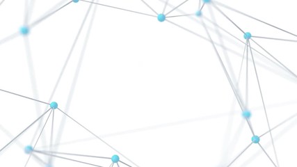 Poster - Abstract 3d rendering of a network concept. Cgi loop animation with spheres and lines. Modern background. Seamless motion design for poster, cover, branding, banner. 4k UHD